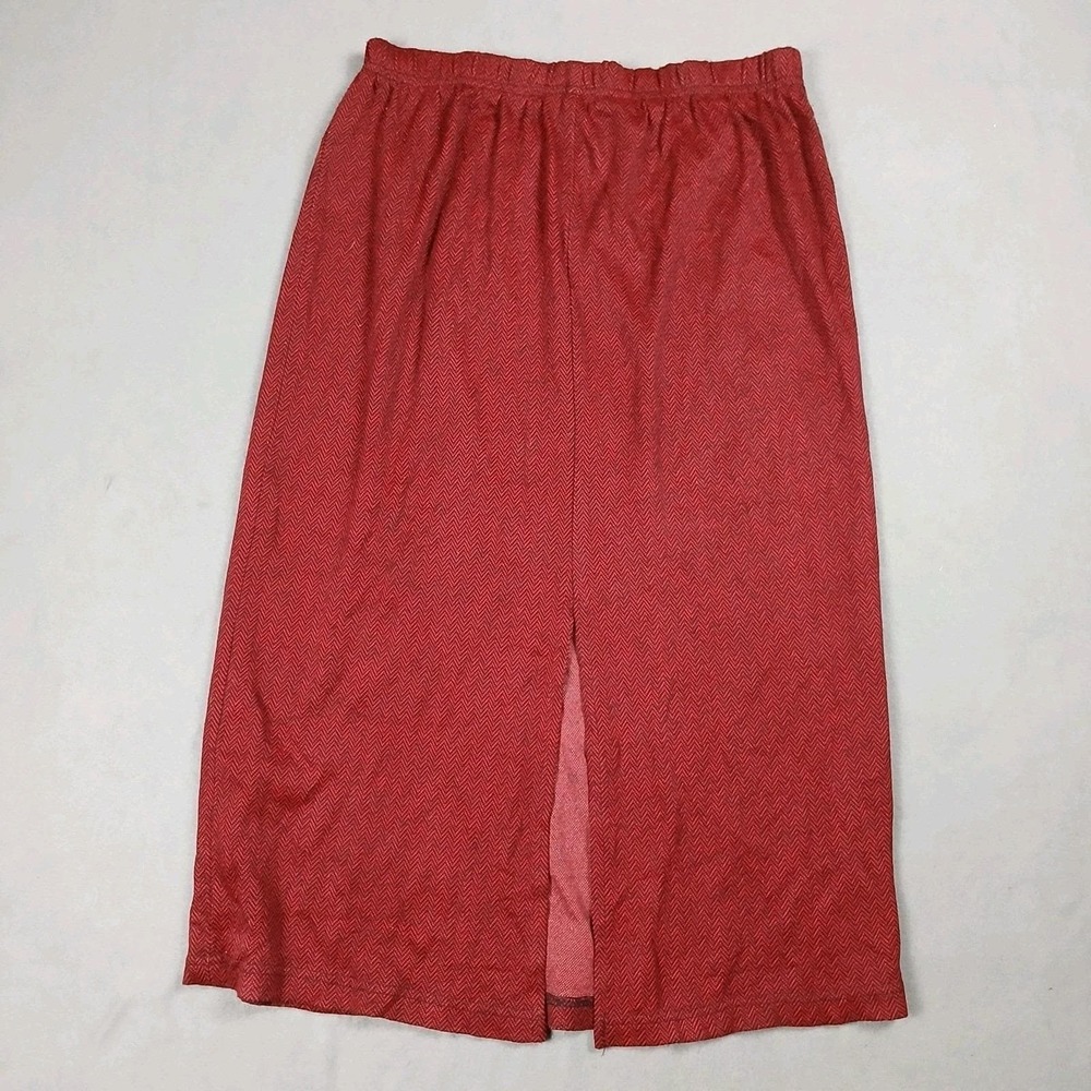 Vintage Fashion Bug Women's Size 14/16 Y2K 90s Red Black Chevron Skirt Slit - Picture 6 of 7